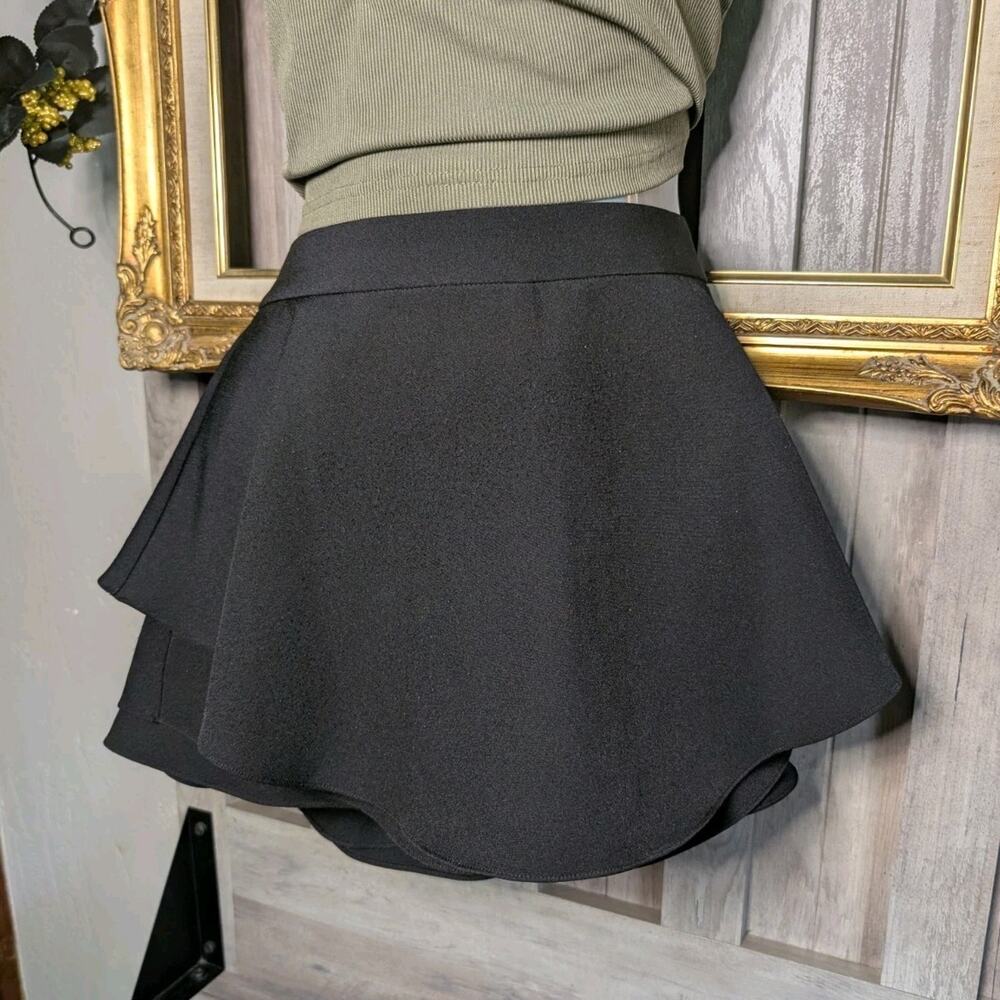 🖤 Black Layered Mini Skort Y2K Ruffle Skirt Indie Sleaze Alt Skater size L